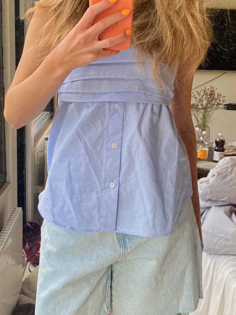 Striped Strapless Tube Crop Top