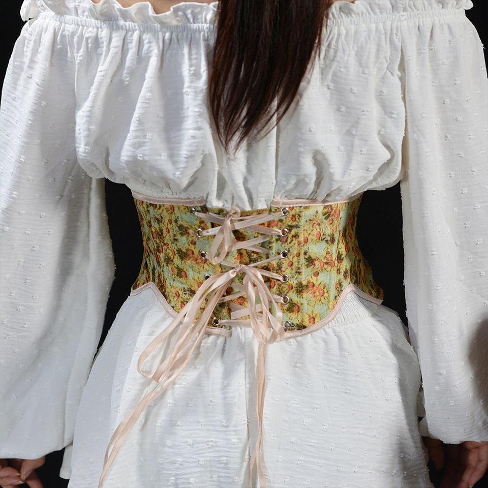 Cottagecore Ribbon Lace Up Waist Corset - Fashionpara