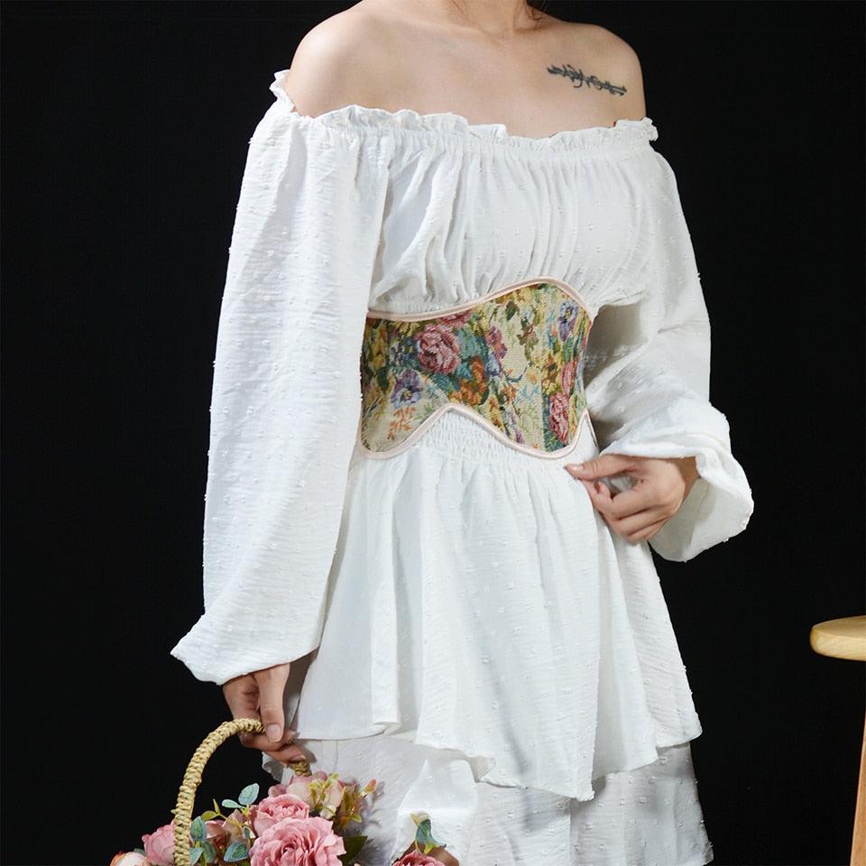 Cottagecore Ribbon Lace Up Waist Corset - Fashionpara