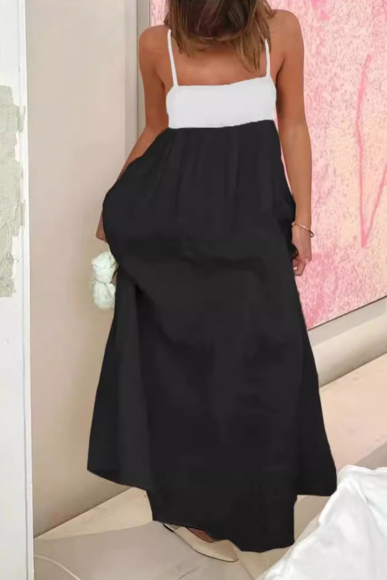 Cotton Contrast Patchwork Cami Dress