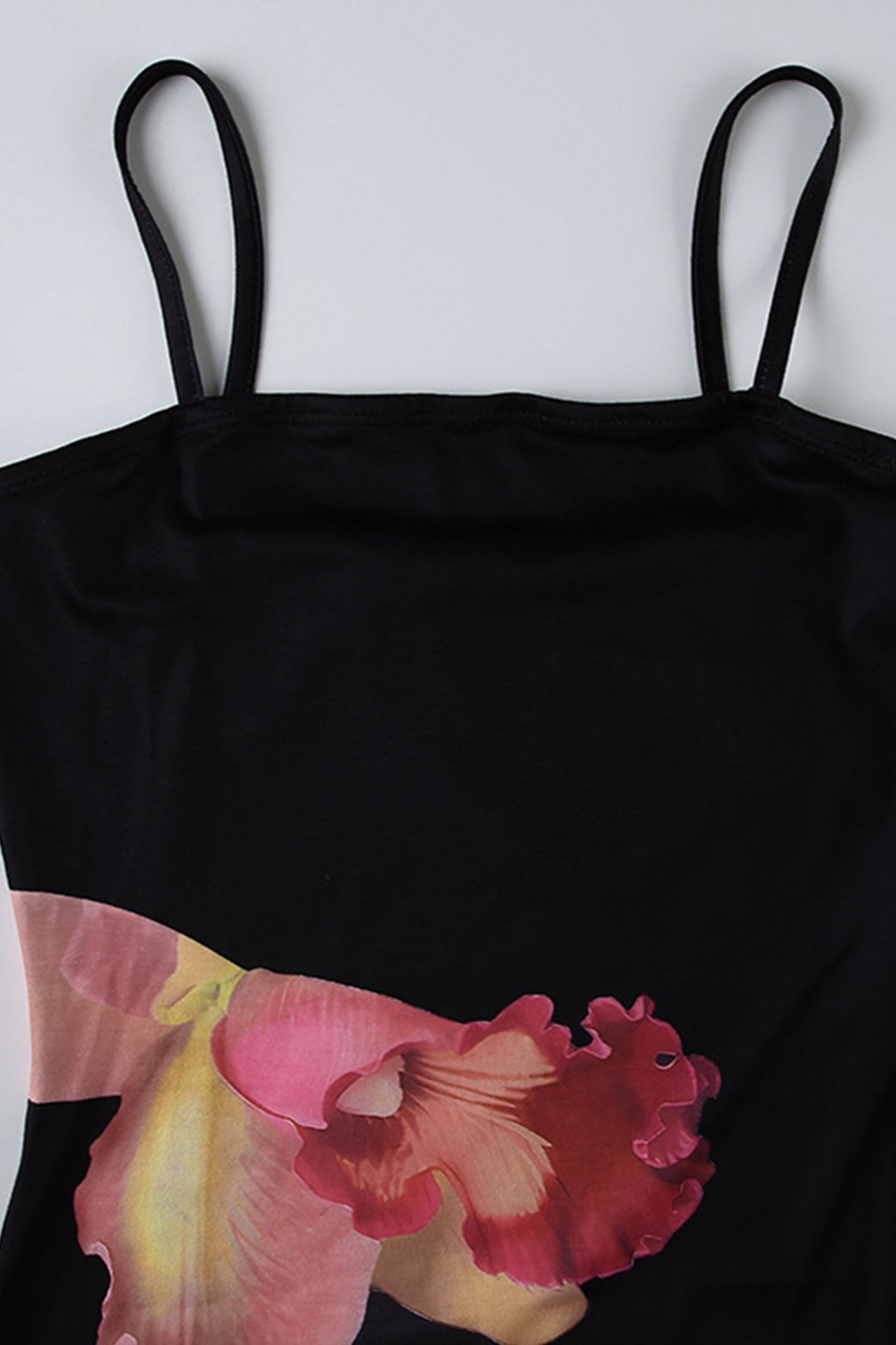 Cotton Floral Print Lace Hem Fishtail Dress