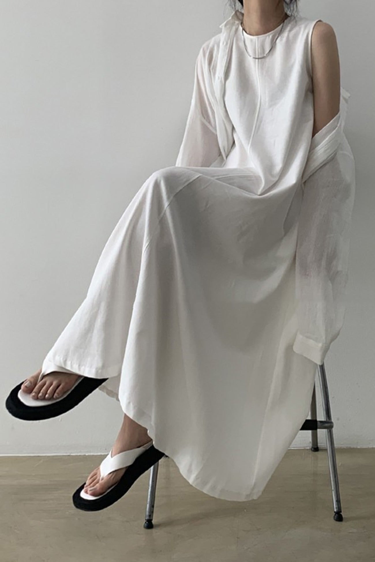 Cotton Loose Pocketed Tank Dress - Fashionpara