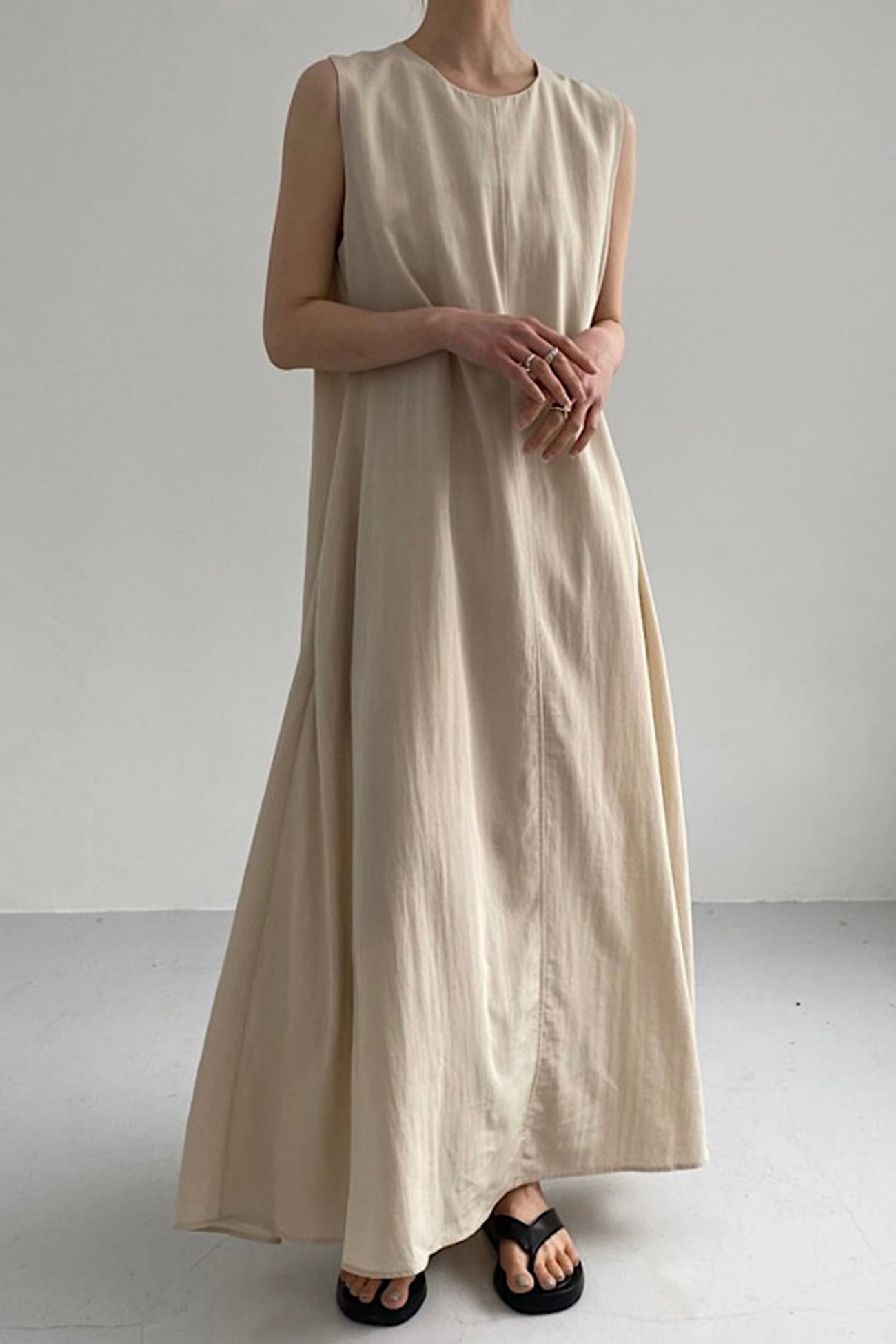 Cotton Loose Pocketed Tank Dress - Fashionpara