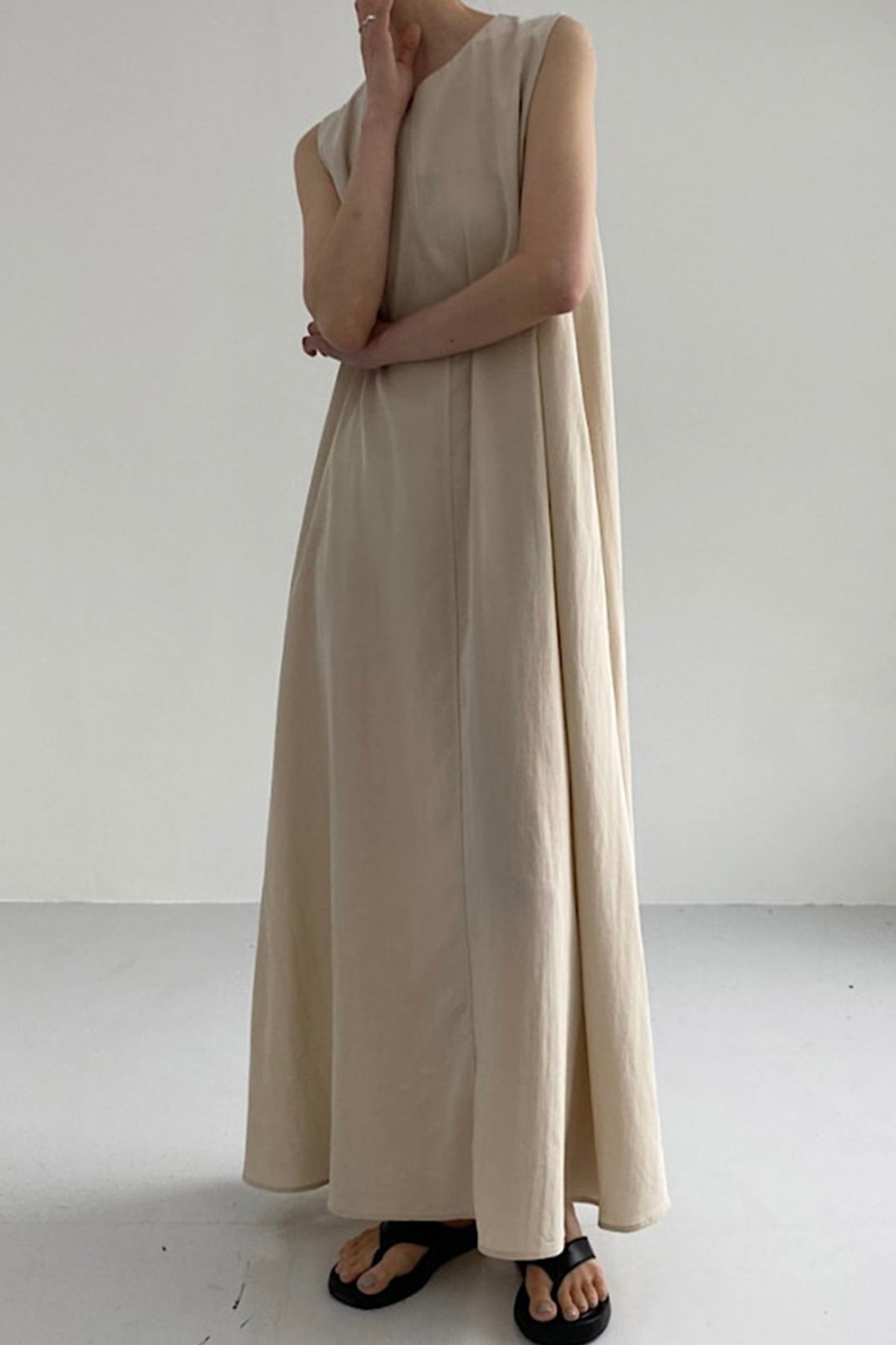 Cotton Loose Pocketed Tank Dress - Fashionpara