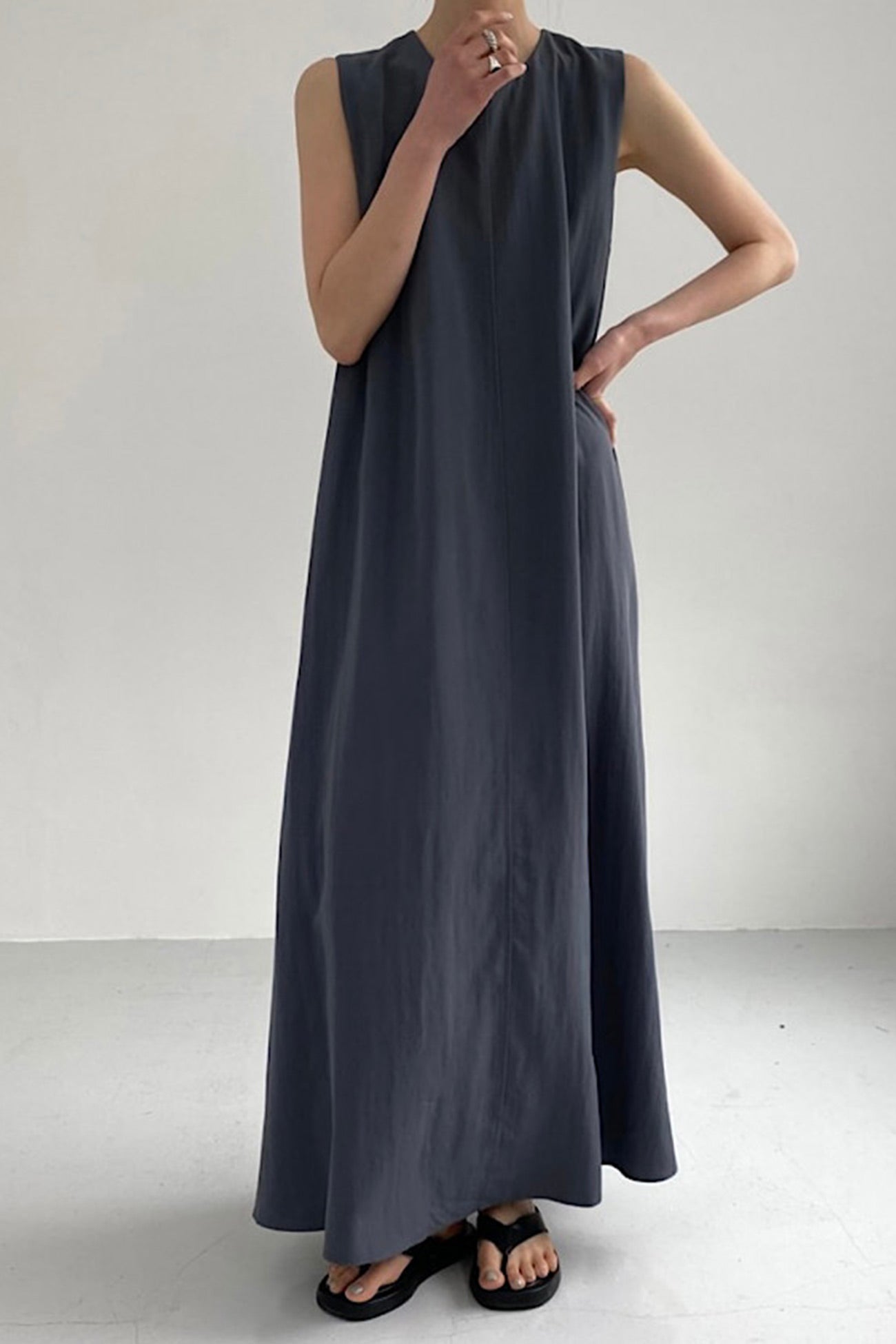 Cotton Loose Pocketed Tank Dress - Fashionpara