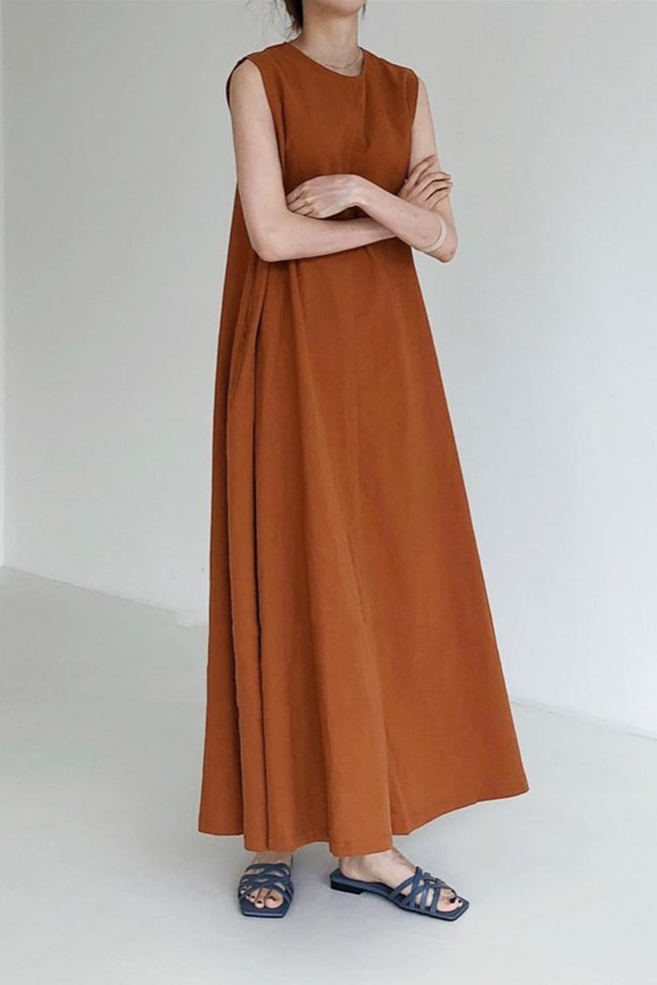 Cotton Loose Pocketed Tank Dress - Fashionpara