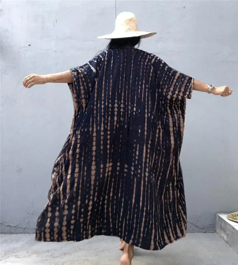 Cotton Rayon Striped Cardigan for Boho Beach Style