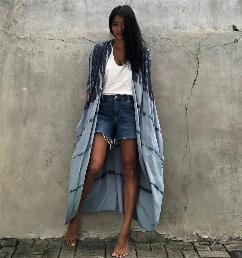 Cotton Rayon Striped Cardigan for Boho Beach Style