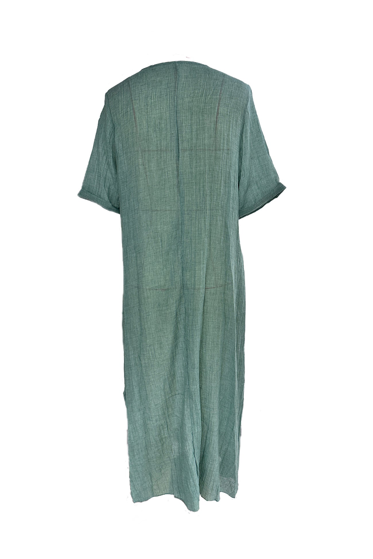 Cotton Solid V Neck Midi Dress