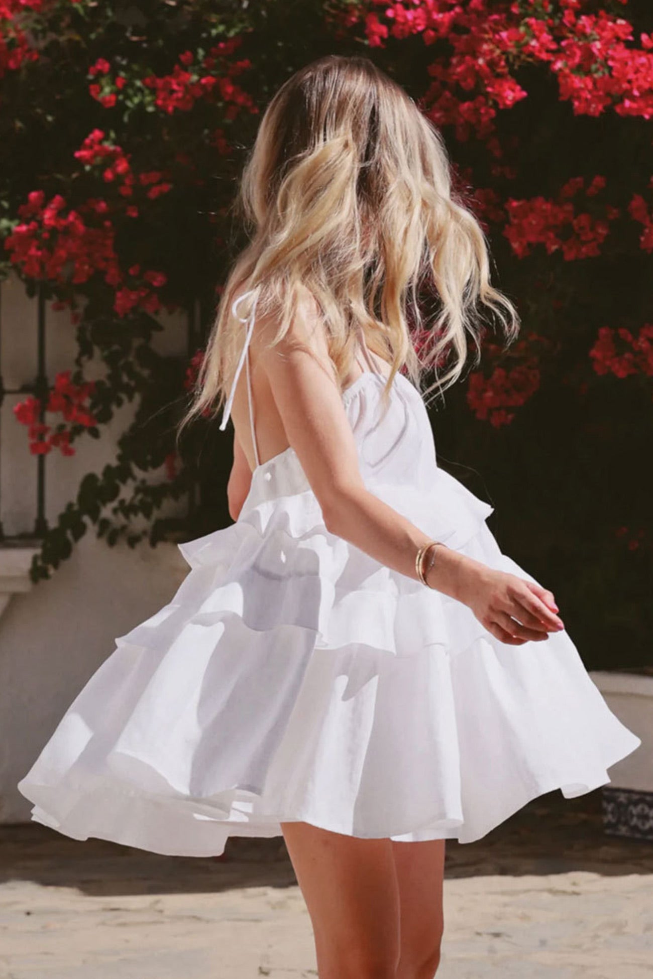 Cotton Tie-straps Tiered Cami Babydoll Dress - Fashionpara