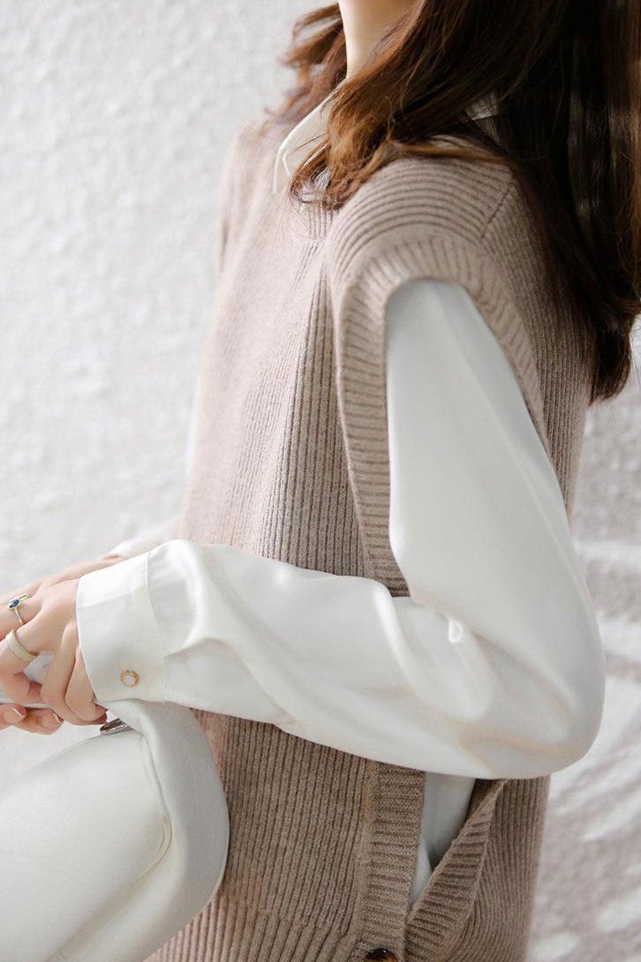 AROLORA Solid Color Wool Sweater Vest for Timeless Style