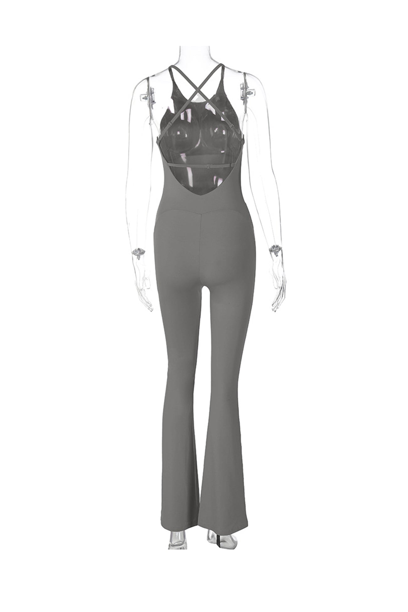 Crisscross Backless Flares Jumpsuits - Fashionpara