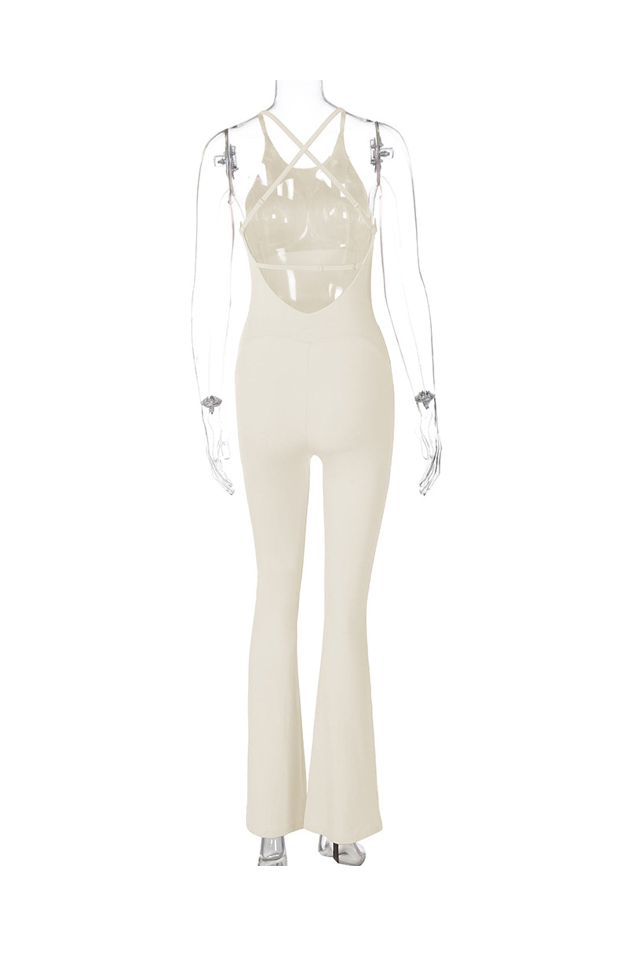 Crisscross Backless Flares Jumpsuits - Fashionpara