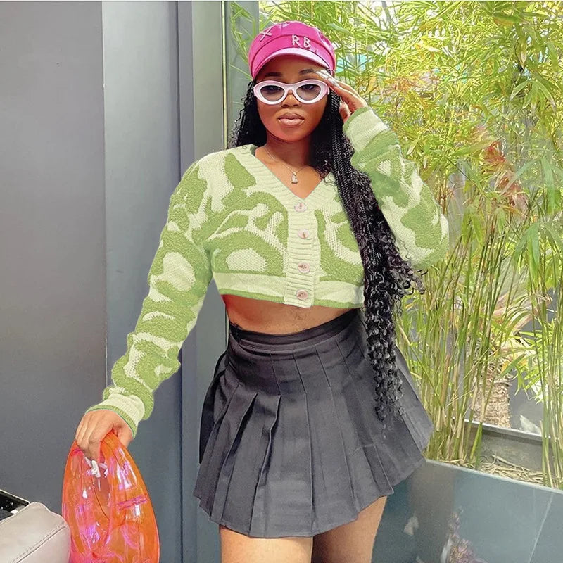 Pink Y2K Streetwear Knit Cardigan