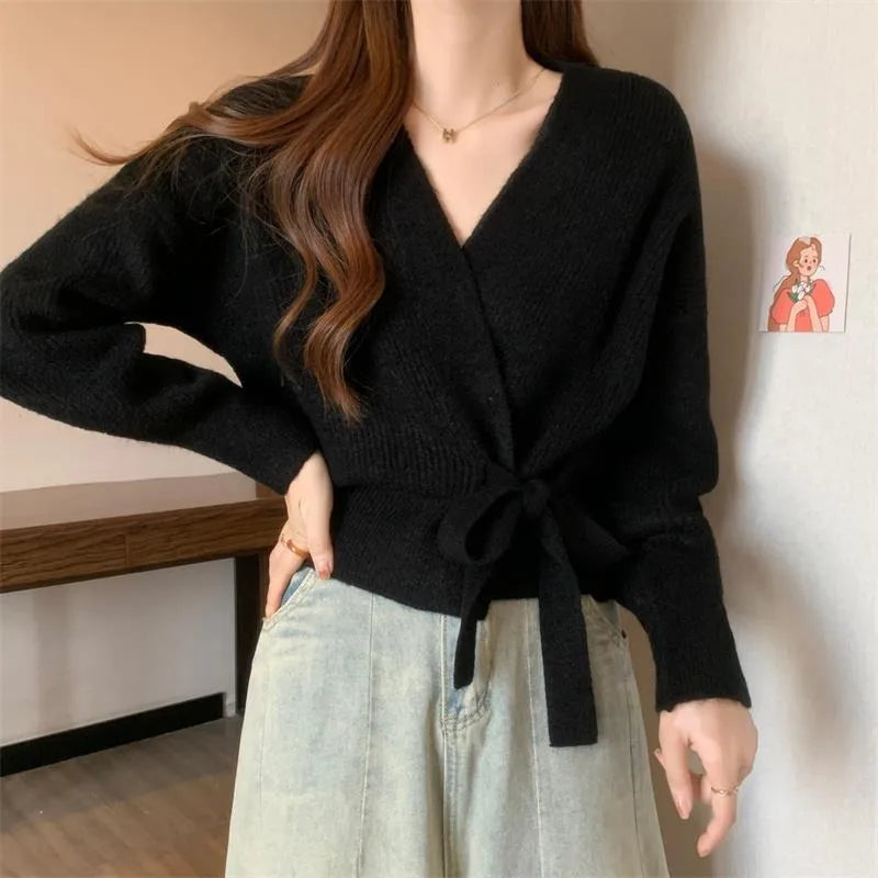 Tie-Up Waist Slimming Knit Cardigan