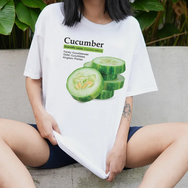 Cucumber Retro Vegetable Graphic T-shirt - Fashionpara