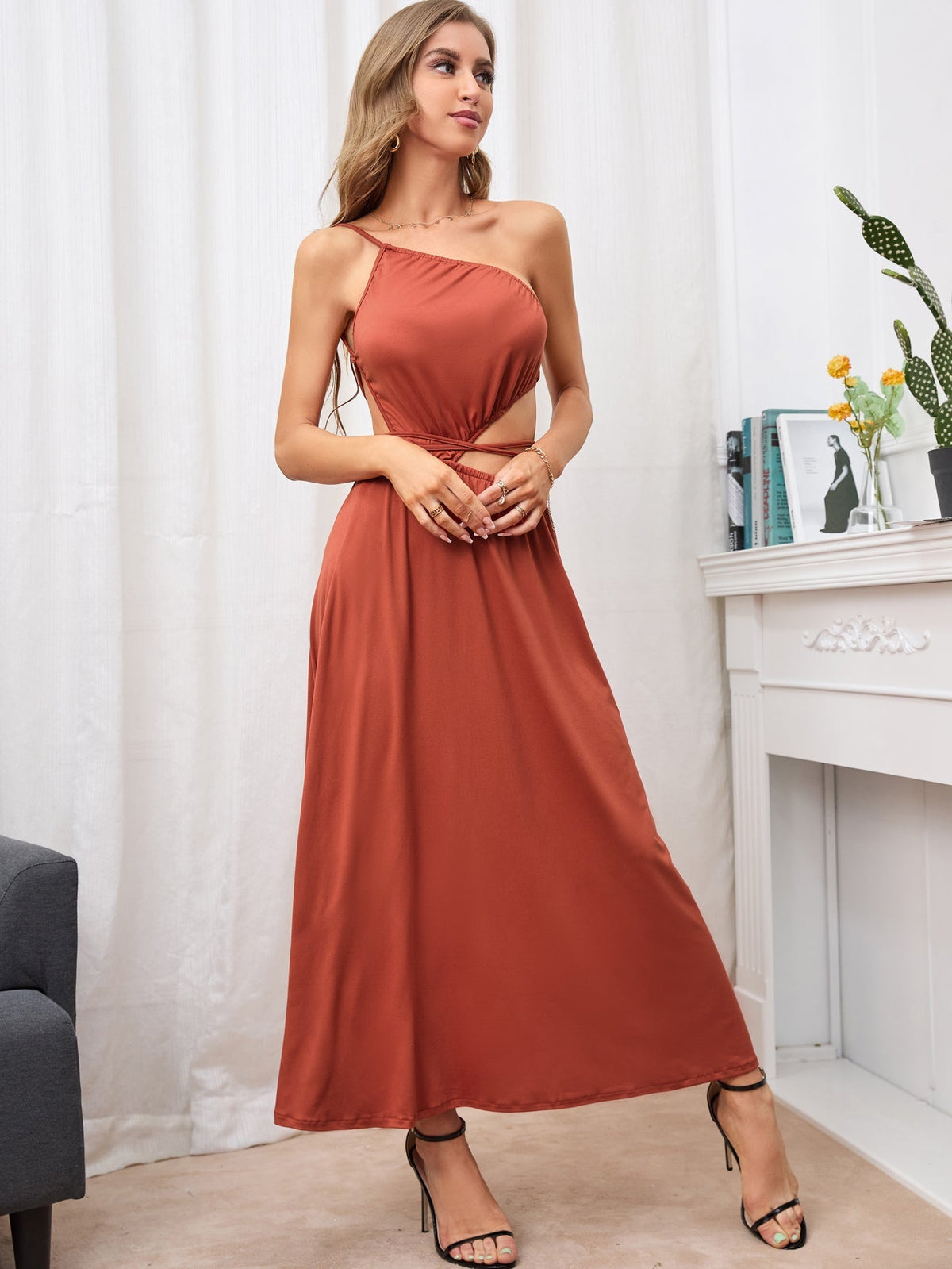 KittenAlarm - Cut Out Backless Lace Up Dress