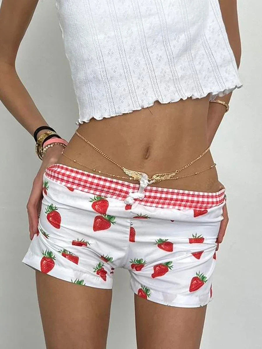 Strawberry Print Cotton Sweatshort