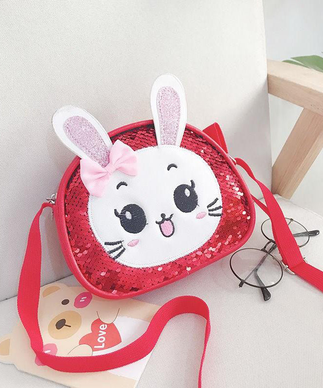 Cute Pink Cartoon Faux Leather Sequins Kids Messenger Bag