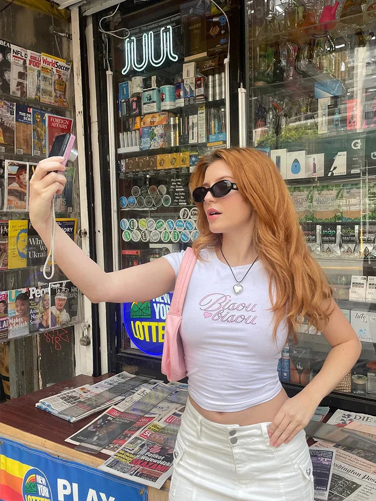 Y2k Letter Print Punk Crop Top T-shirt