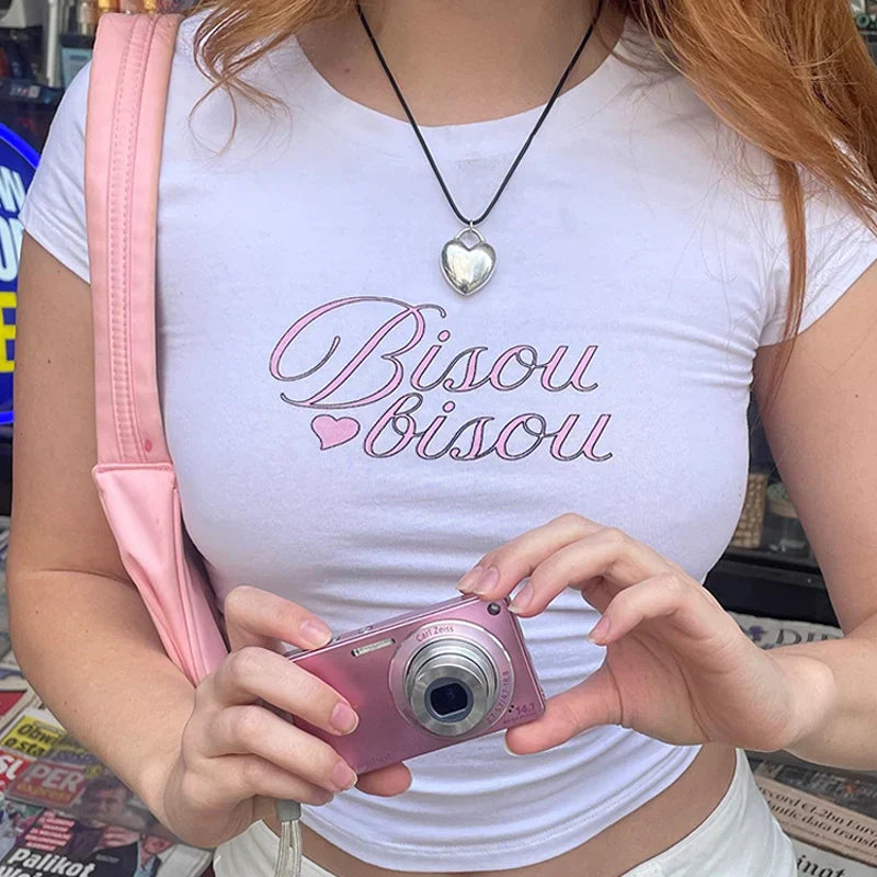 Y2k Letter Print Punk Crop Top T-shirt