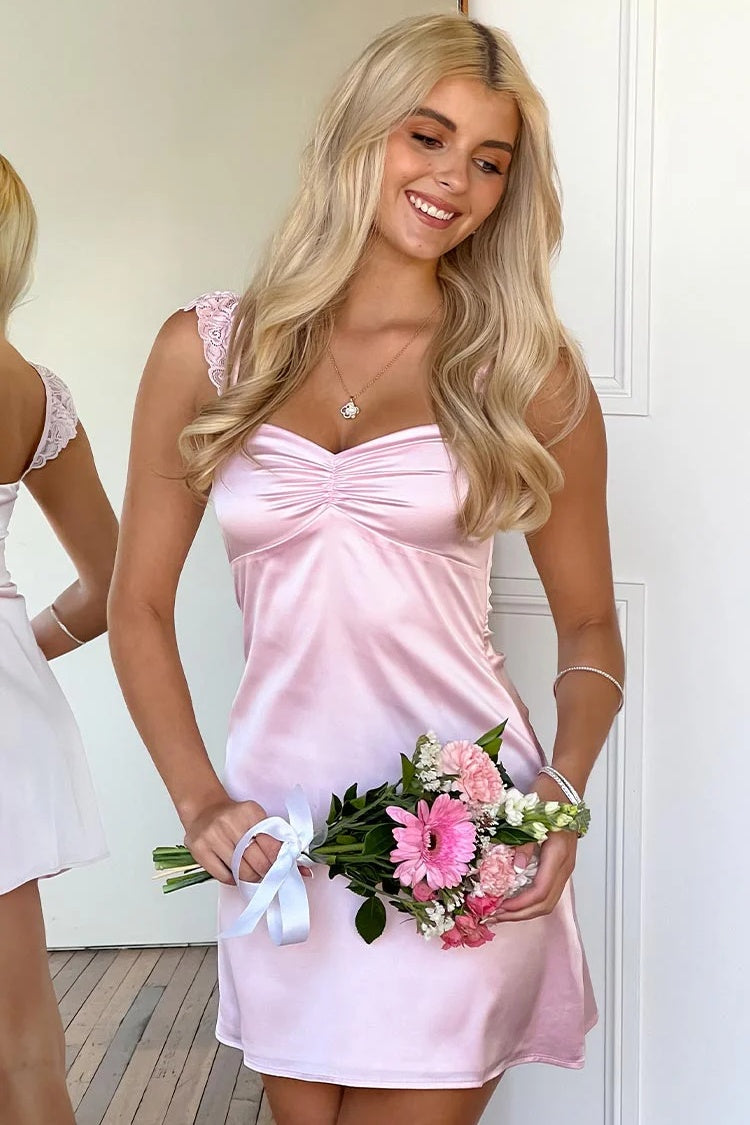 Cute A Line Sweetheart Pink Short Homecoming Dress with Lace