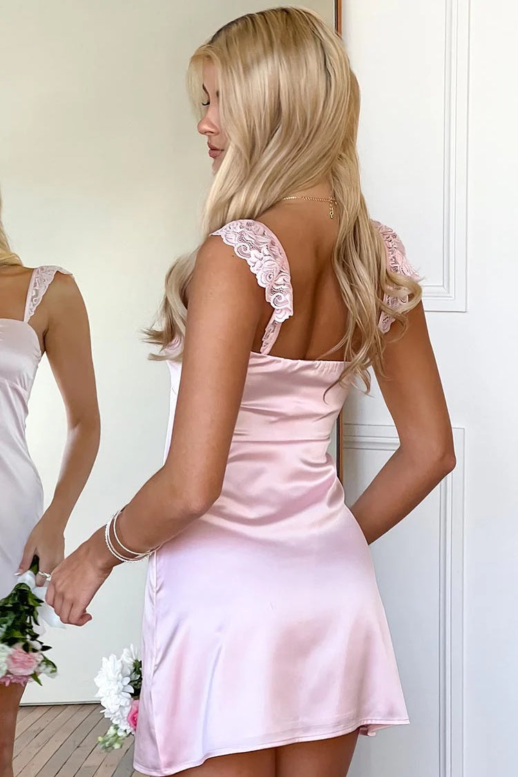 Cute A Line Sweetheart Pink Short Homecoming Dress with Lace