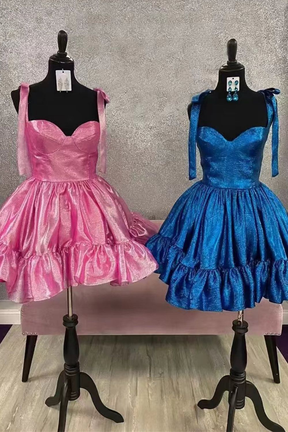 Cute Barbie Style A-Line Tie Straps Short Organza Homecoming Dress - Fashionpara