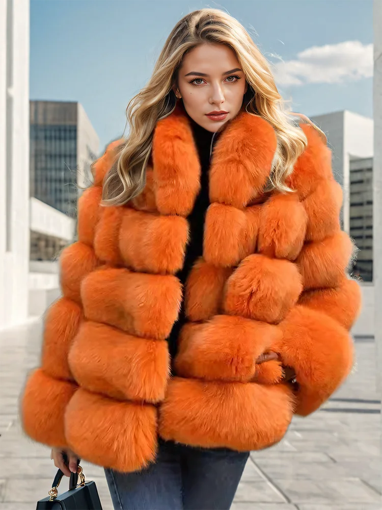 Faux Fur Patchwork Rabbit Fur Overcoat