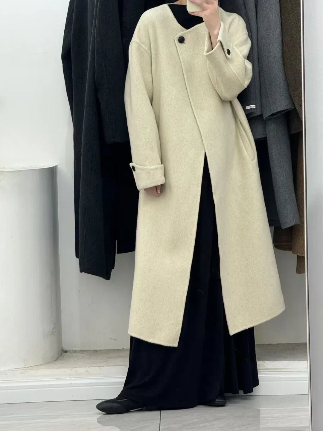 Woolen Single Button Full Sleeve Overcoat