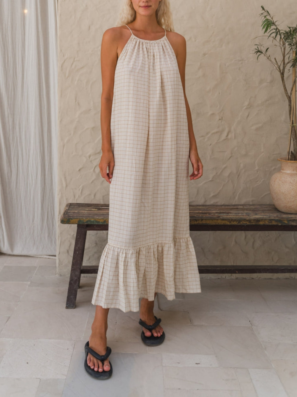 Adjustable Backless Tie Midi Dress - Fashionpara