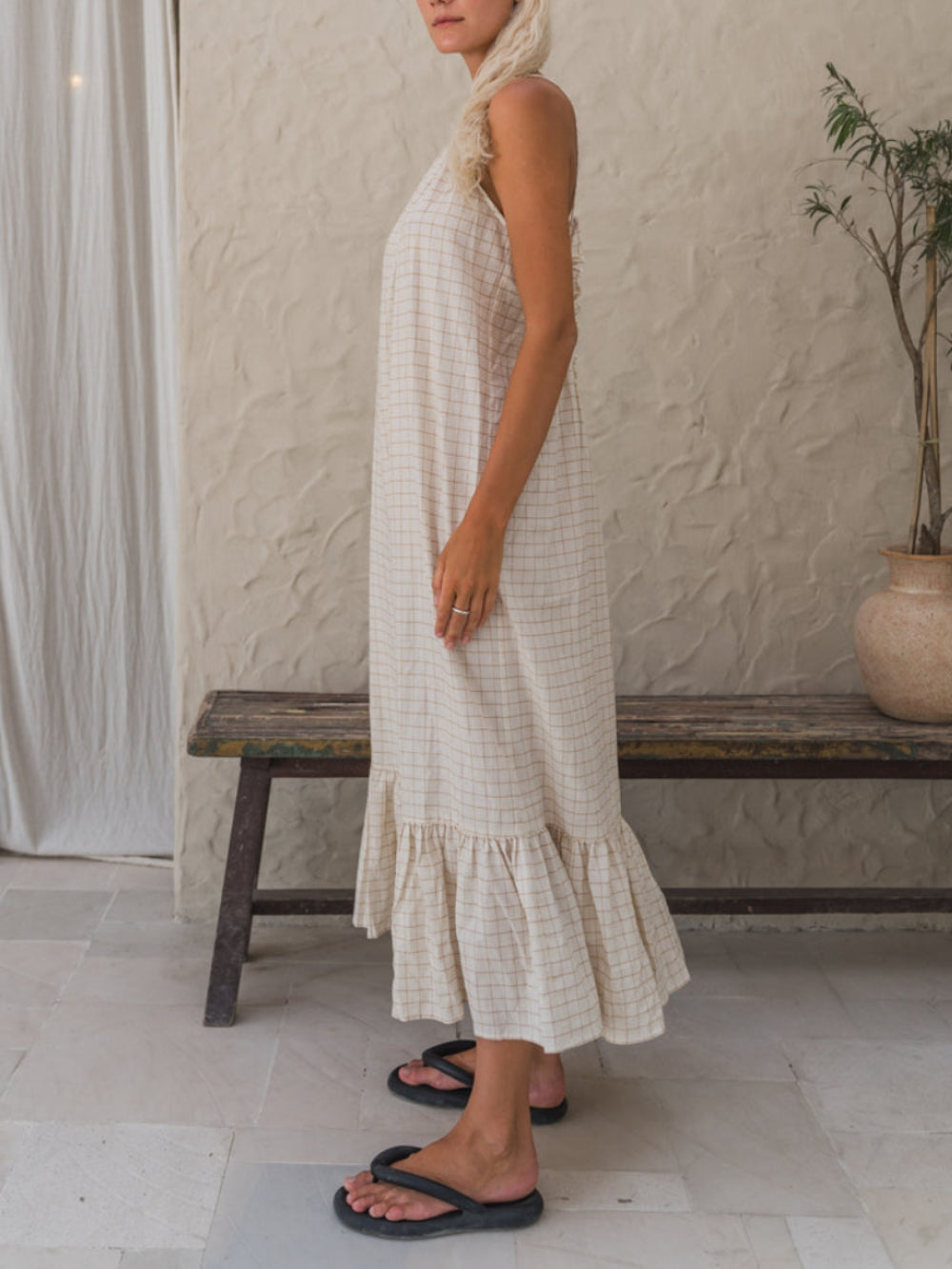 Adjustable Backless Tie Midi Dress - Fashionpara