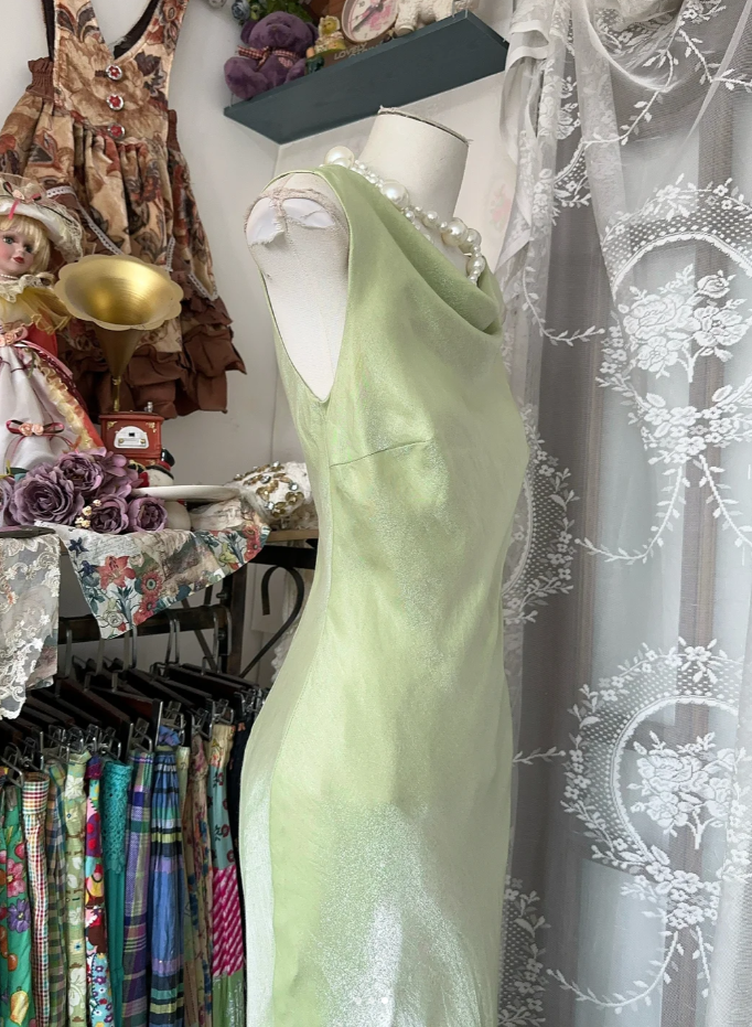 Classy Light Green Sleeveless Satin Mermaid Long Party Dress Evening Gown D1617