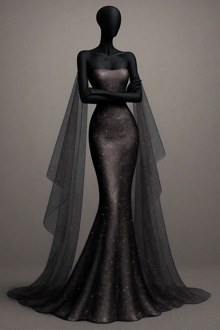 Shiny Royal Blue Strapless Satin Sequin Mermaid Evening Dress Long Party Dress D1176