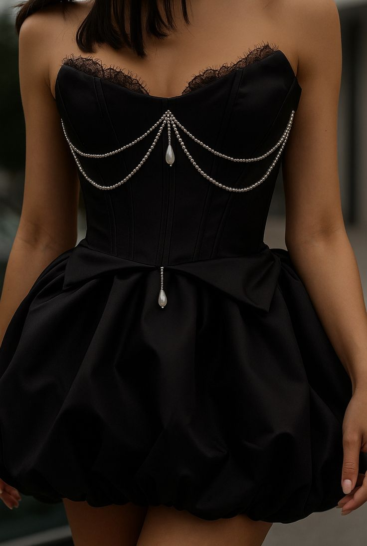 Pretty Strapless Satin Lace Black Short Prom Dress Formal Homecoming Dress D368