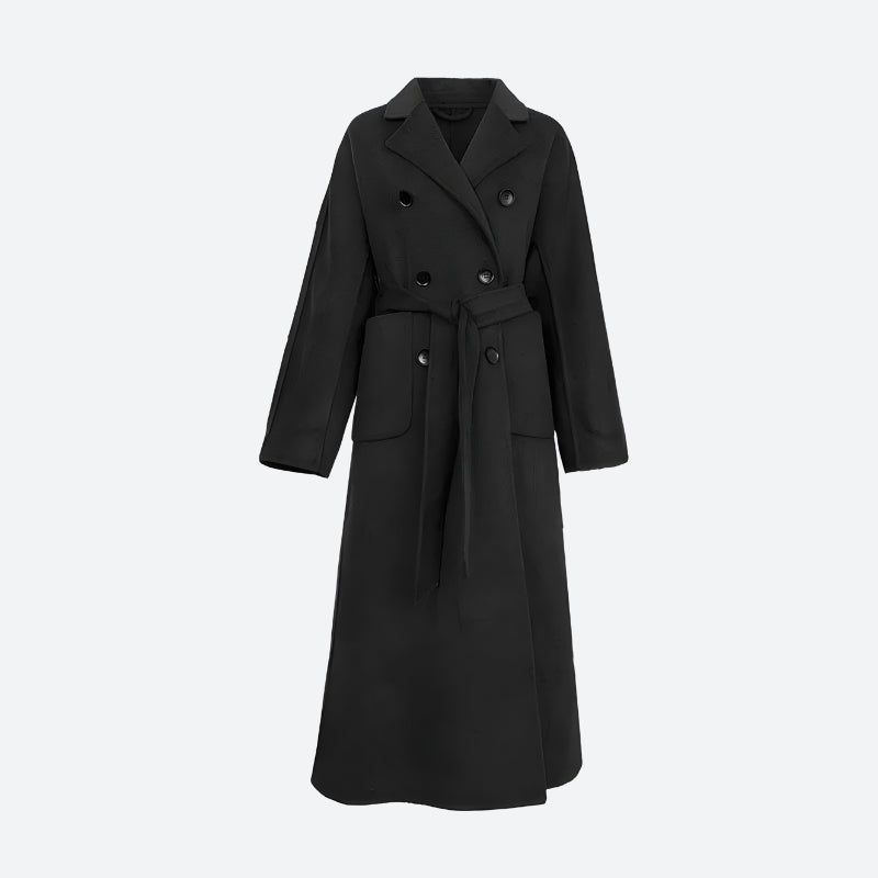 Dark Academia Belted Long Coat - Fashionpara