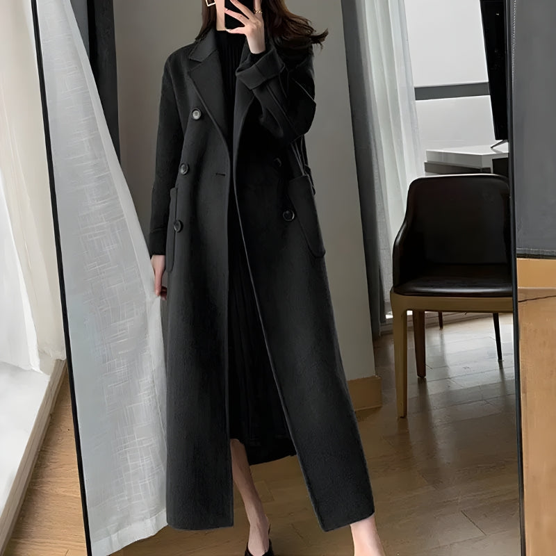 Dark Academia Belted Long Coat - Fashionpara