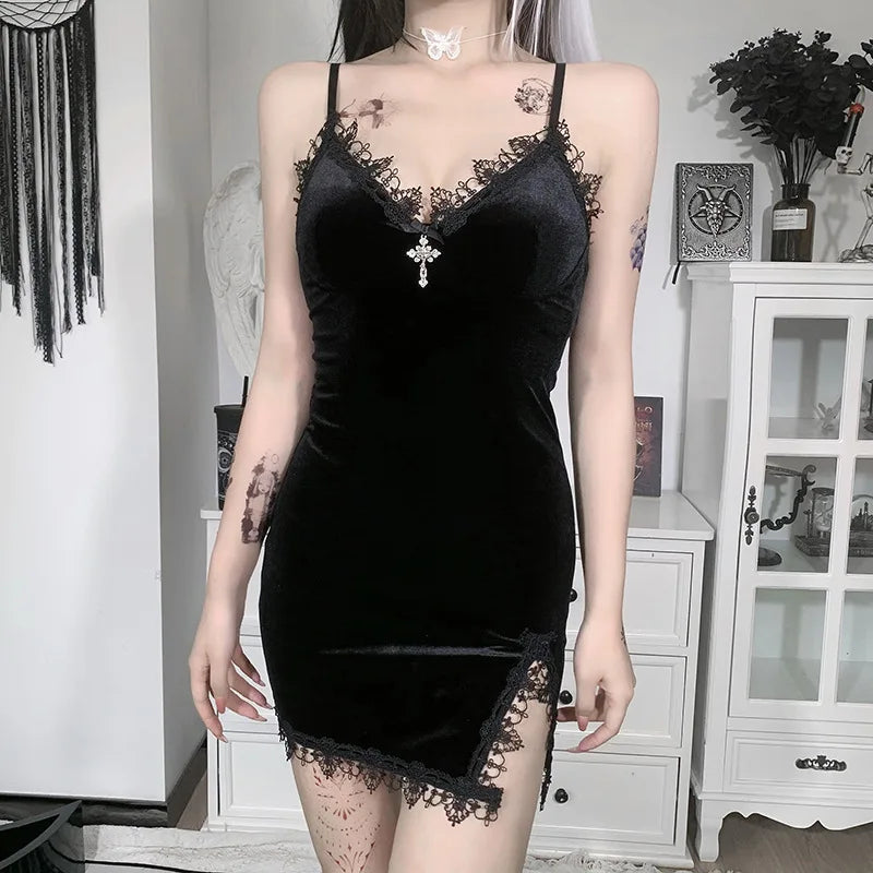 Cross Dark Opening Small Dress