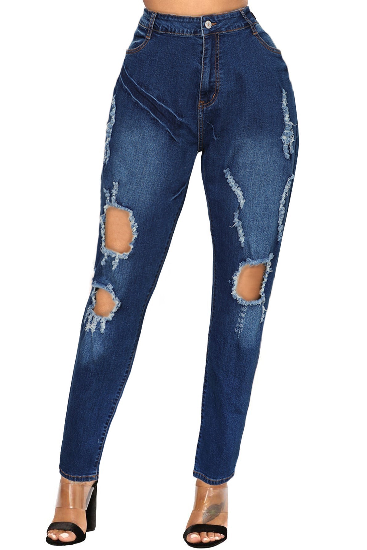 KittenAlarm - Dark Denim Distressed Skinny Jeans