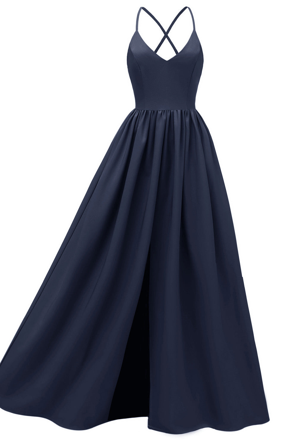 Burgundy A-line V-neck Spaghetti Straps Prom Gown - Mislish