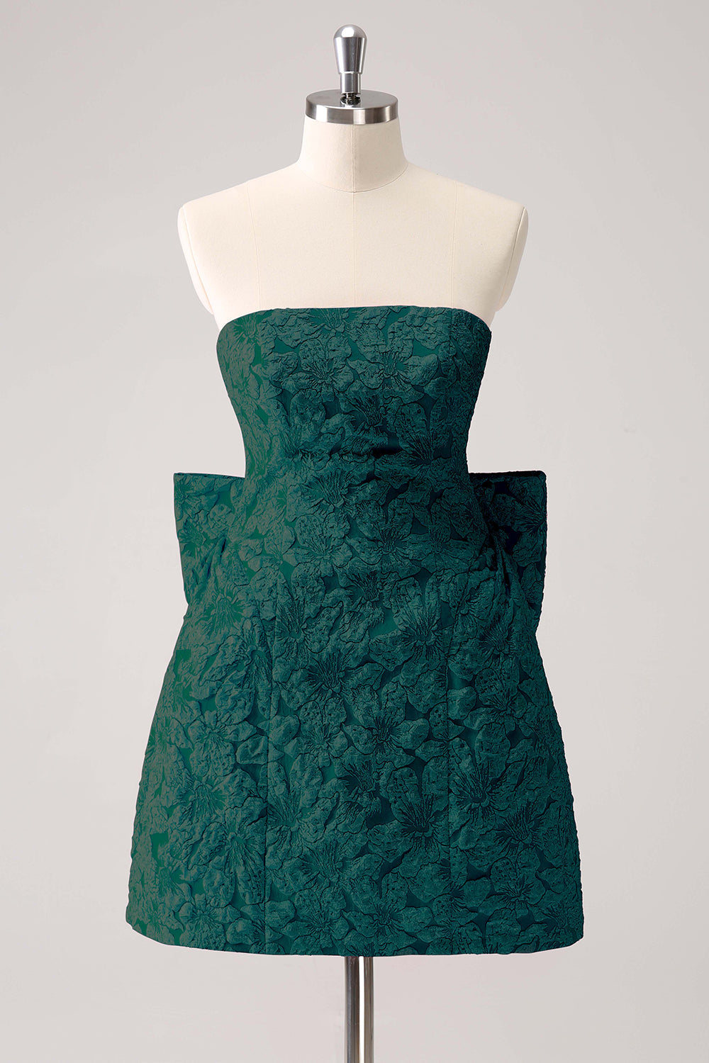 Sage Green Floral Strapless A Line Short Homecoming Dress with Bow