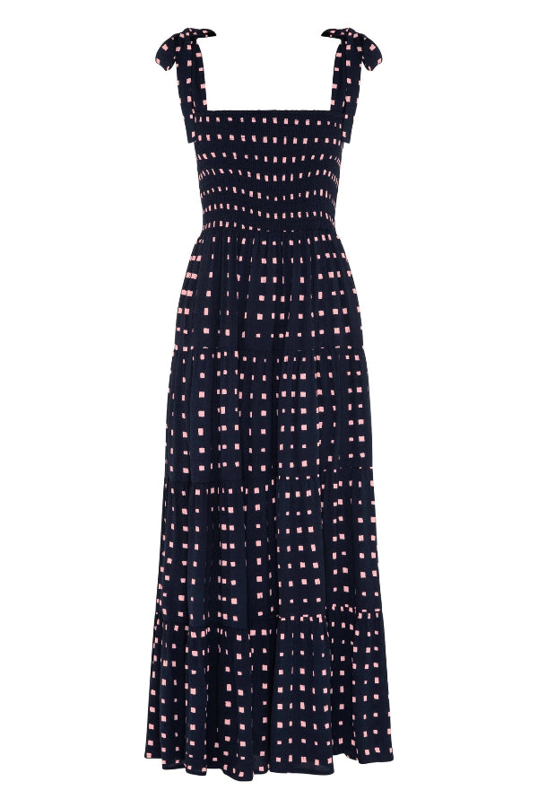 Dark Navy Printed A-Line Midi Maxi Dresses