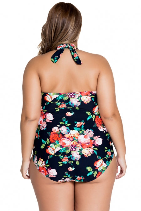 Dark Floral Non-underwire Plus Size Monokini