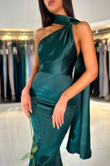 Sexy Dark Green Sleeveless High neck mermaid Prom Dress - Fashionpara
