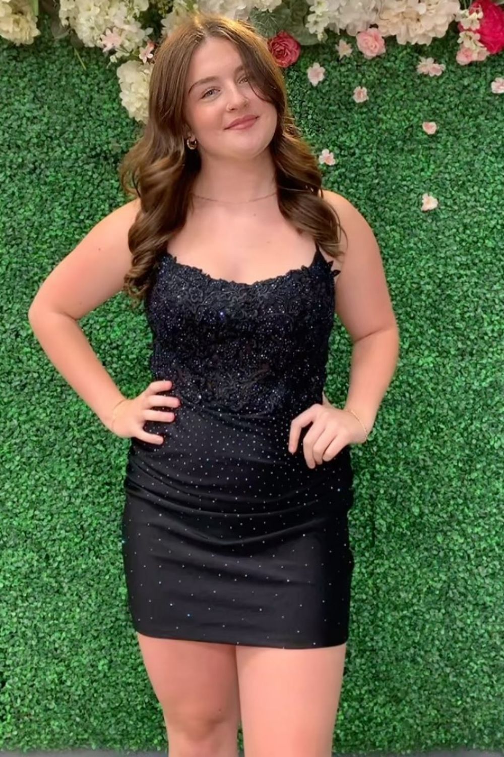 Dark Green Spaghetti Straps Cross Back Short Homecoming Dress