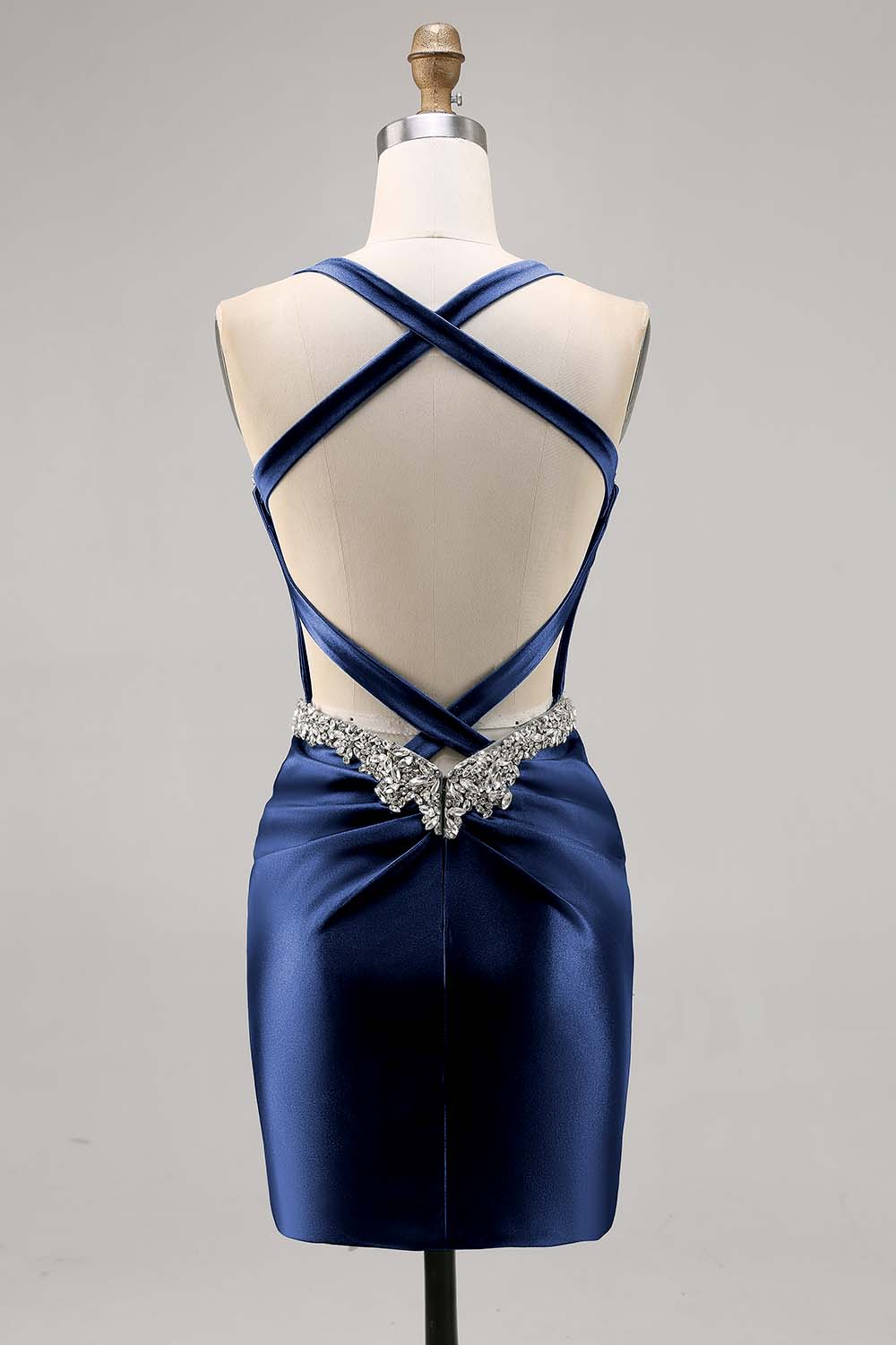 Sparkly Dark Green Corset Tight Satin Short Homecoming Dress with Beading