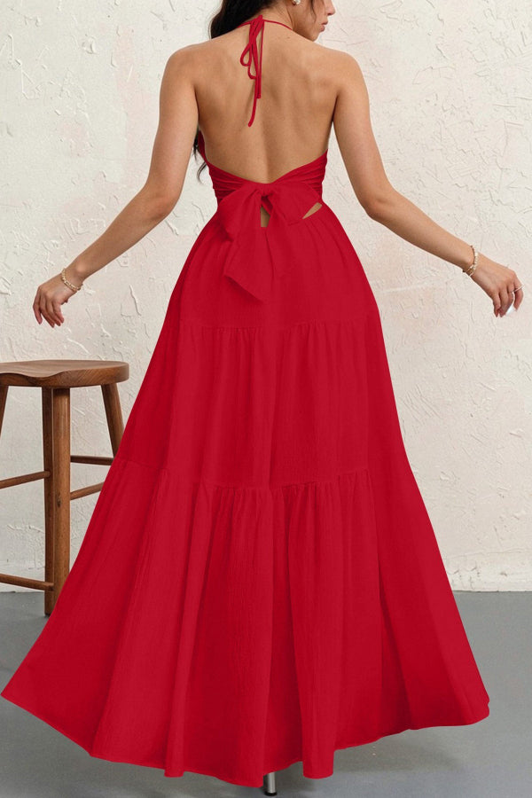 Dark Navy Halter A-Line Maxi Dress