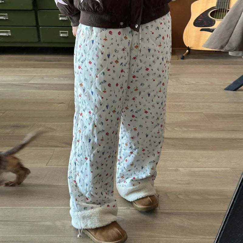 Quilted Brushed Winter Pants Y2K Pants