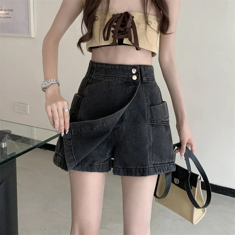 Loose Denim Pants Style Skirt