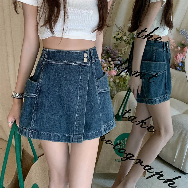 Loose Denim Pants Style Skirt